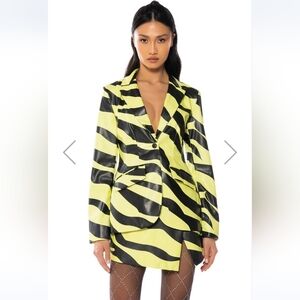 NWT Akira Can't Be Tamed Yellow Faux Leather Suit L